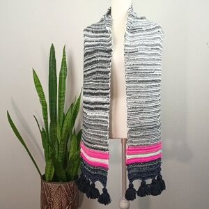 Maurices Multicolor Knit Textured Scarf With Tassels Scandi Girl Boho